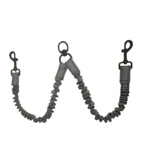 Pet Dog Double Leashes - No Tangle Dog Leash Coupler; Comfortable Shock Absorbing Reflective Bungee Lead for Nighttime Safety; Dual Dog Training (Specification (L * W): 2.5*50cm, colour: light Grey)